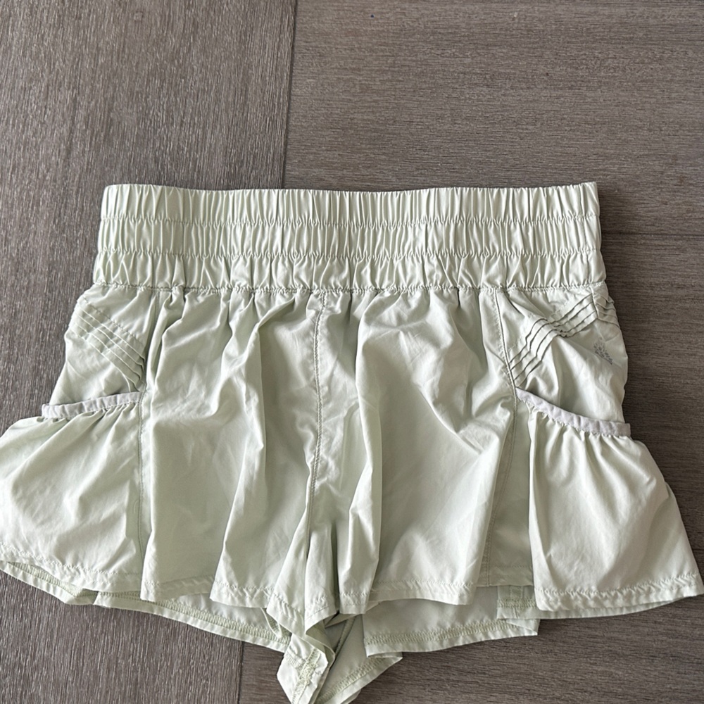 Free People Movement- Light Green Elastic Waist Shorts with pockets size medium
